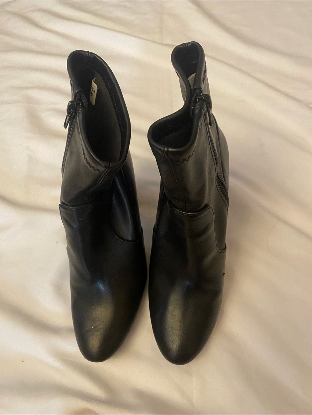 Women's Black Mid-Calf Zip Leather Boots